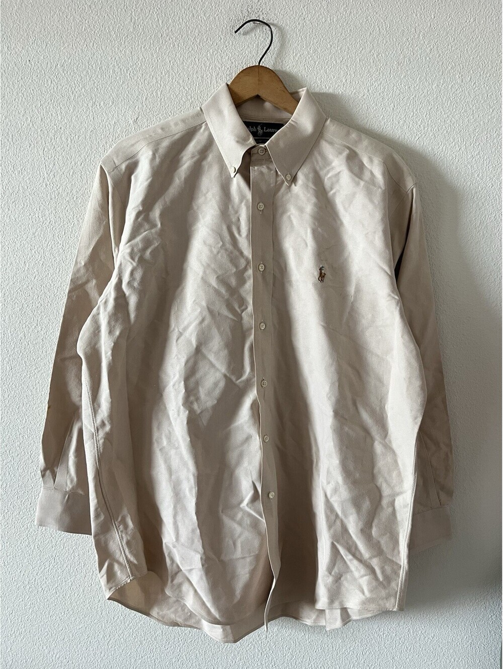 Vintage Ralph Lauren Yarmouth Beige Oxford Shirt 15.5 32/33